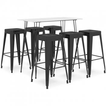 Mesa alta y taburetes de bar 7 piezas blanco y negro Day and Night