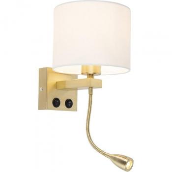 Aplique de pared Art Deco dorado con pantalla blanca - Brescia