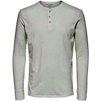 SELECTED HOMME Slhben Overdye LS Split Neck tee W Noos, Camisa Manga Larga para Hombre, Beige Bone White, Small