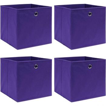 Cajas de almacenamiento 4 piezas de tela púrpura 32x32x32 cm