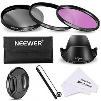 Neewer Filtro de 55 mm de la Lente Kit de Accesorios para Canon Nikon Sony Samsung Fujifilm Pentax: UV/CPL/FLD Filtro, la Bolsa, la Capilla de Lente, Tapa del Objetivo, paño de Limpieza