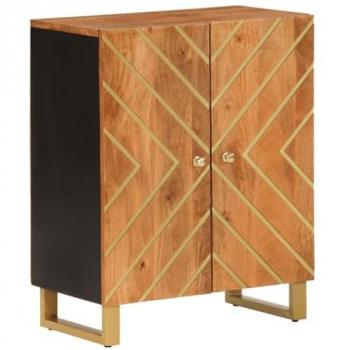 Mueble auxiliar de madera maciza de mango marrón/negro 60x33,5x75 cm