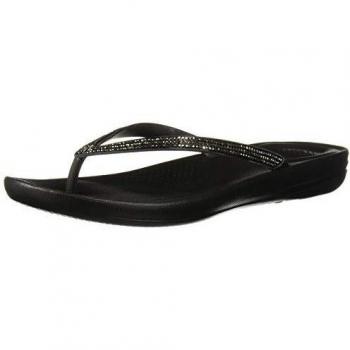 Chanclas FitFlop Iqushion Sparkle TPU para mujer, negro, 1 a 3 cm de altura, casual y playa
