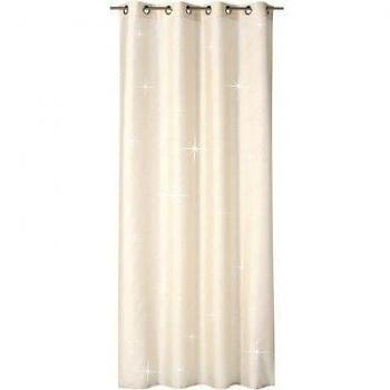 Cortina Glamorous Life Beige Efecto purpurina, 140 x 255 cm, incluye banda de planchado