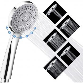 Alcachofa de Ducha con 5 Modos de Spray, Cabezal de Ducha Alta Presiòn Ahorro de Agua, Alcachofa Ducha Universal, Fácil de Limpiar e Instalar