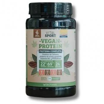 Proteína Vegana 768 g de polvo - WeBotanix, Sabor Chocolate, Proteína de Cáñamo, Arroz y Guisante, Vitamina B6, Probióticos y Enzimas Digestivas, Sin Gluten