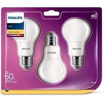 Philips 929001234381 - Bombilla LED estándar, casquillo E27, consume 8 W, equivalente a 60 W, no regulable, luz blanca cálida