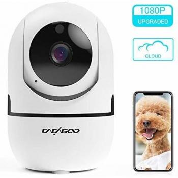 Cámara de Vigilancia 1080P Wifi con Visión Nocturna, Cámara de Mascota,Audio de 2 Vías, Giro / Inclinación, Detección de Movimiento, Alarma Email, Cámara de Seguridad