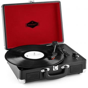 Tocadiscos Retro Peggy Sue LP USB Negro con Altavoces y Riemenantrieb