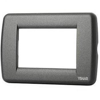 Placa Vimar Idea Rondo 3 Módulos Metal Ardesia
