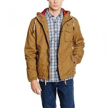 Springfield AR-Parkita Cremalleras, Parka para Hombre, Beige/Camel, L