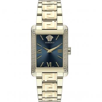 Versace Tonneau Blue Gold Stainless Steel Watch for Women, Yellow, Size: ONE SIZE