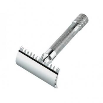 Maquinilla Clásica de Afeitar Merkur 15C - Maquinilla de afeitar clásica, cabezal abierto para un afeitado más apurado, mango de acero inoxidable con diseño elegante, compatible con cuchillas estándar, ideal