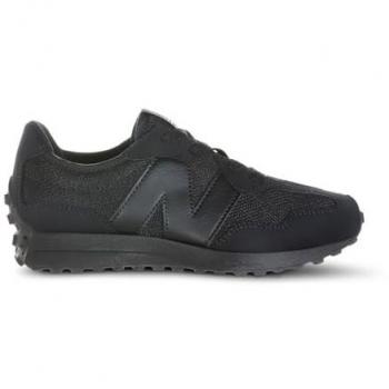Zapatillas New Balance 327 para niños, modelo Bungee Lace, color negro intenso, material de piel, talla 32 EU
