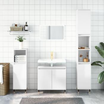 Mueble de baño blanco brillante 58x33x60cm de madera multicapa