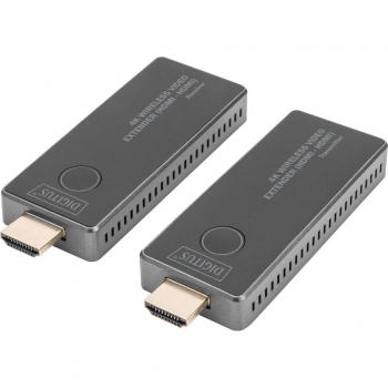 Extensor HDMI Inalámbrico 4K Digitus, 30 m, Resolución 3840 x 2160, Transmisor y Receptor, HDCP, Color Negro y Plata