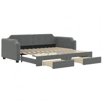 Sofá cama nido con cajones tela gris oscuro 90x200 cm