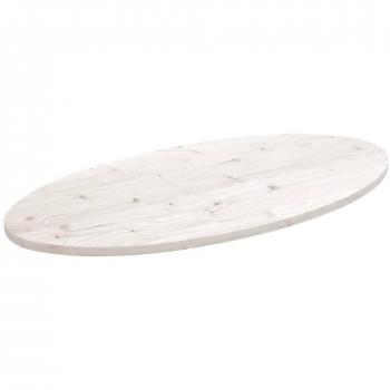 Mesa ovalada de madera maciza de pino blanca 90x45x2,5 cm