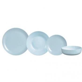 Vajilla Opal Azul Diwali Paradise 19 Piezas para 6 Personas con Ensaladera - Fácil de Limpiar y Apta para Microondas