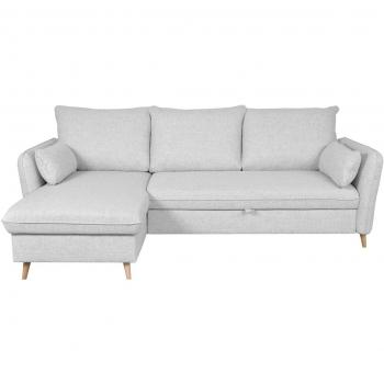 Sofá cama con chaise longue a la derecha y canapé gris claro - Driss