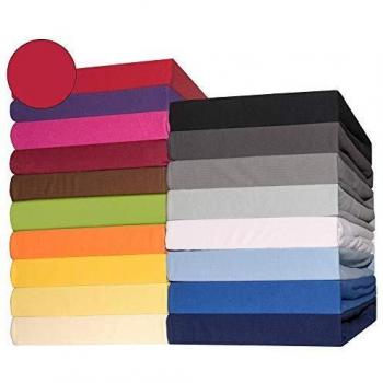 CelinaTex Lucina Sábanas Ajustables algodón 2er-Set 90x200-100x200 cm Rojo rubí