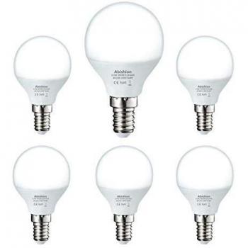 Abishion Bombilla LED E14,5.5W Equivlente a 40W,470LM,Blanco Natural 4000K,Bombilla LED G45,No Regulable,6 unidades.