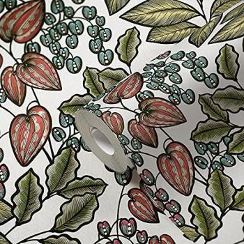 Papel Pintado Vlies Floral Impresión, Diseño Botánico, 0.53 x 10.05 m, Original y Retro
