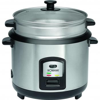 Bomann RK 2282 CB - Arrocera de Acero Inoxidable, Capacidad de 3L para Hervir hasta 2.5kg de Arroz, Potencia de 700W