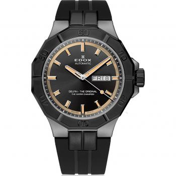Edox Delfin Automatic Diver's Watch with Day-Date Function, Grey Dial, 200M Water Resistance