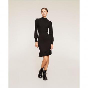 Vestido corto de punto con volante