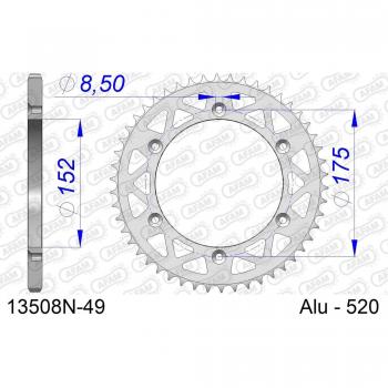 Corona de aluminio AFAM 13508-520, rueda dentada para cadena, modelo 13508N-49