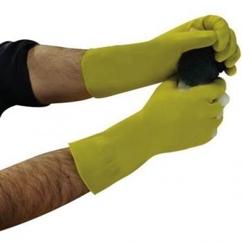 Polyco Matrix Household Gloves Lightweight Natural Rubber Rolled-cuff Large Yellow Ref 140-MAT [12 Pairs]