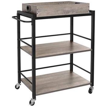 Carro de Cocina Songmics Vasagle con Bandeja Extraíble, Fijo o con Ruedas Universales, Estructura de Acero, Dimensiones 65x40x86 cm, Colores Greige o Marrón Tur