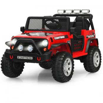 Kids' 12V Ride-on Electric Truck with Remote Control - Red Electric Car with Lights and Music