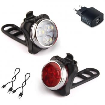 AMANKA Luces Bicicleta Recargable LED, Luz para Bicicleta por USB Conjunto de Luces Delantera y Trasera para Bicicleta 4 Modo 650mAh Reflector Bici Seguridad Faro de Señal
