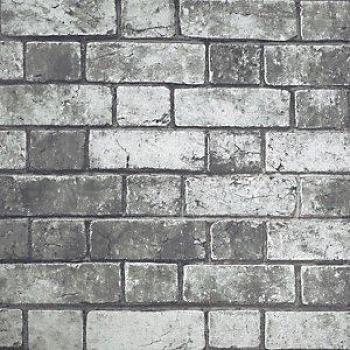 Arthouse Brickwork Grey Textured Vinyl Wallpaper 10.05m x 53cm