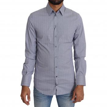 Dolce & Gabbana Gray Dotted Semi Fitted Formal SICILIA Shirt - IT37 | XS