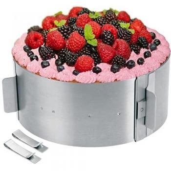 Molde para Tarta - Tartas de ensueño para Cualquier ocasión - Molde Redondo de Acero Inoxidable Ajustable Mediante Pinzas - Altura: 8,5 cm – Made in Germany