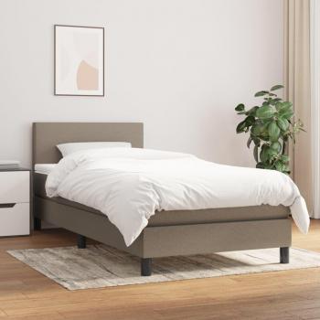 Cama box spring con colchón Tortera 100x200 cm en tela gris taupe