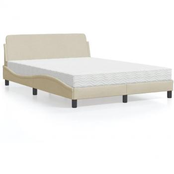 Cama con colchón de tela color crema 140x190 cm