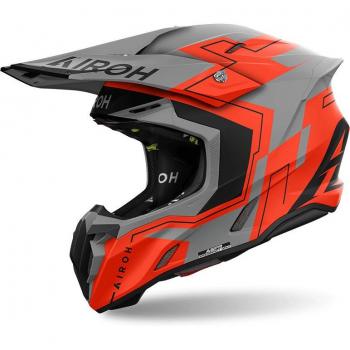 Airoh Casco Off-road Twist III Dizzy - Casco de motocross, color gris y naranja, tamaño M, diseño mate en naranja flúor