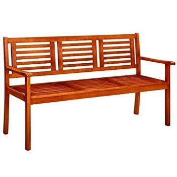 vidaXL 3-Seater Garden Bench 150 cm Solid Eucalyptus Wood