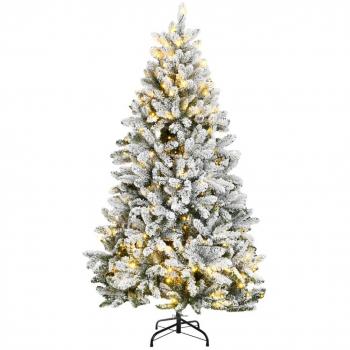 Flocked Snow Artificial Hinged Christmas Tree with 300 LEDs - 240 cm (94.5)