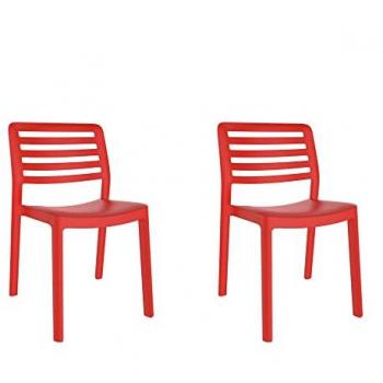 Silla Wind Set 2 - Garbar, Interior y Exterior, Color Rojo, Diseño Ligero y Apilable, Ideal para Jardín, Terraza, Balcón, Salón, Cocina y Comedor