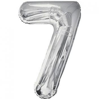 Unique Party Globo Gigante número 7, Color Silver, 86 cm