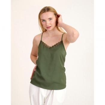 Top de mujer de tirantes con encaje - Verde