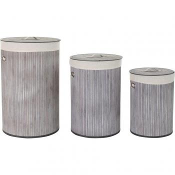 Conjunto de 3 cestas para ropa fabricadas en bambú y poliéster, ideal para organizar tu hogar
