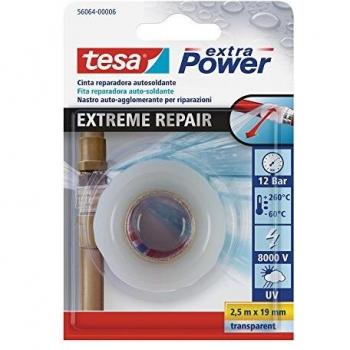 tesa TE56064-00006-00 Cinta de reparación autosoldante Extreme Repair 2,5m x 19mm transparente, Standard