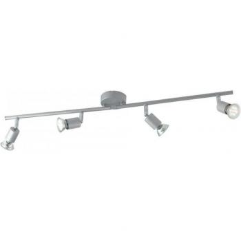 Proyector barra 4 bombillas LED orientable metálico plata 400lm 2700K 75x15cm