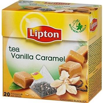 Lipton VANILLA and CARAMEL Tea Bags - Sealed Boxes of 6 x 20 bags = 120 pyramid tea bags